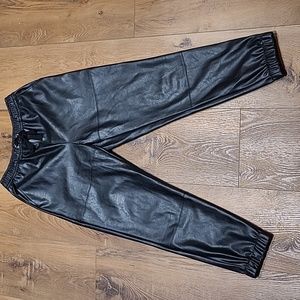 MUSTARD SEED Black Pleather Joggers Size Medium